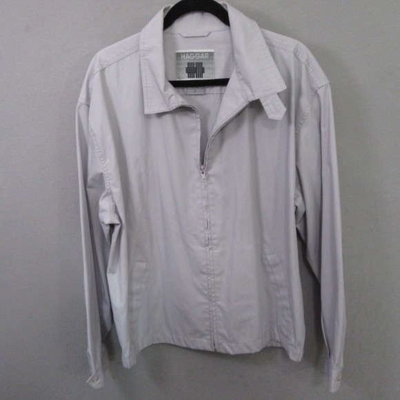 Haggar Mens Golf Jacket XL Gray Full Zip Cotton Polyester Pocket Casual - Picture 1 of 8